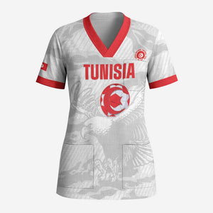 Custom Tunisia Football Scrub Top 2026 Eagles of Carthage White Grunge - African Pride