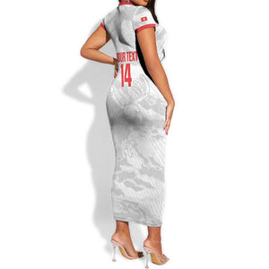Custom Tunisia Football Short Sleeve Bodycon Dress 2026 Eagles of Carthage White Grunge LT14