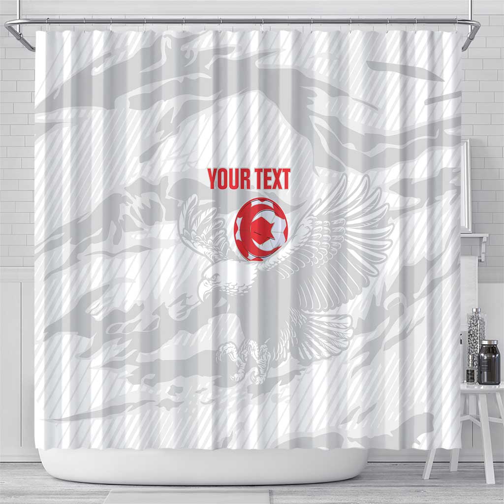 Custom Tunisia Football Shower Curtain 2026 Eagles of Carthage White Grunge - African Pride