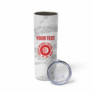 Custom Tunisia Football Skinny Tumbler 2026 Eagles of Carthage White Grunge - African Pride
