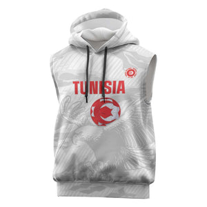 Custom Tunisia Football Sleeveless Hoodie 2026 Eagles of Carthage White Grunge - African Pride