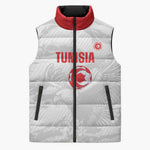 Custom Tunisia Football Sleeveless Puffer Jacket 2026 Eagles of Carthage White Grunge - African Pride