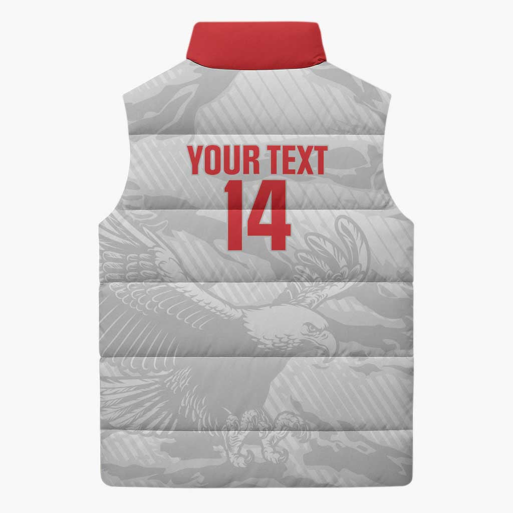 Custom Tunisia Football Sleeveless Puffer Jacket 2026 Eagles of Carthage White Grunge - African Pride