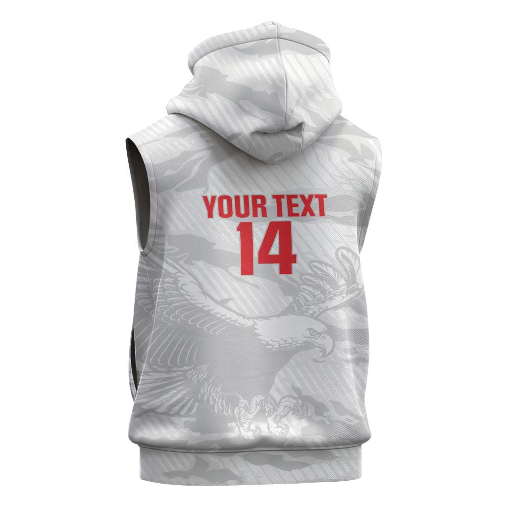 Custom Tunisia Football Sleeveless Zip Hoodie 2026 Eagles of Carthage White Grunge - African Pride