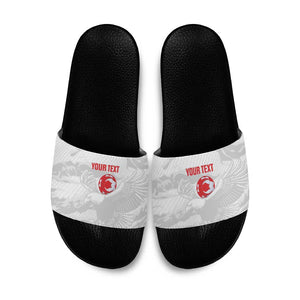 Custom Tunisia Football Slide Sandals 2026 Eagles of Carthage White Grunge - African Pride