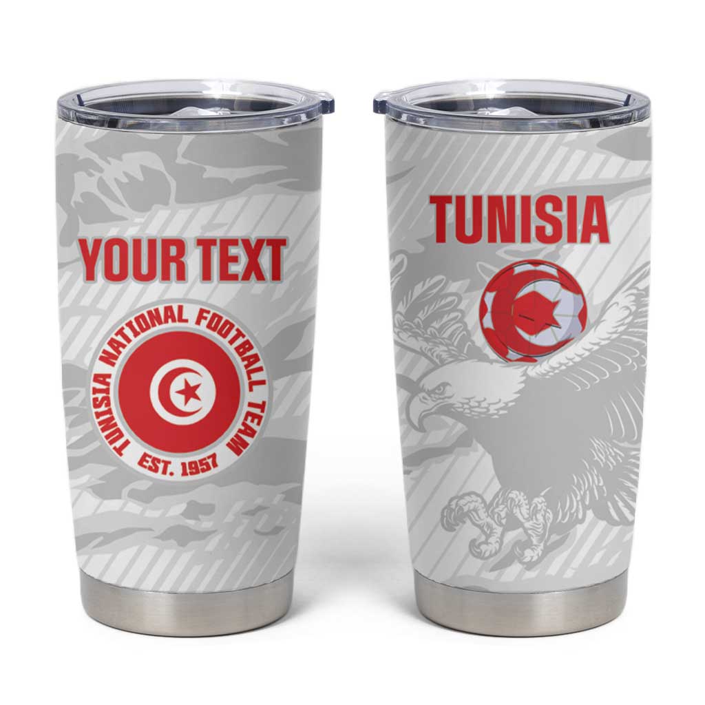 Custom Tunisia Football Tumbler Cup 2026 Eagles of Carthage White Grunge - African Pride