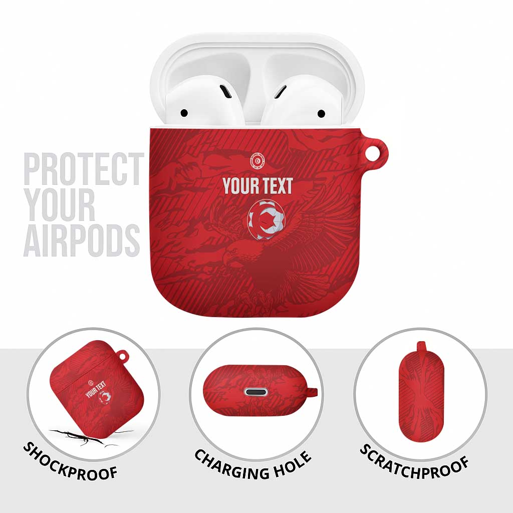 Custom Tunisia Football AirPods Case 2026 Eagles of Carthage Red Grunge - African Pride