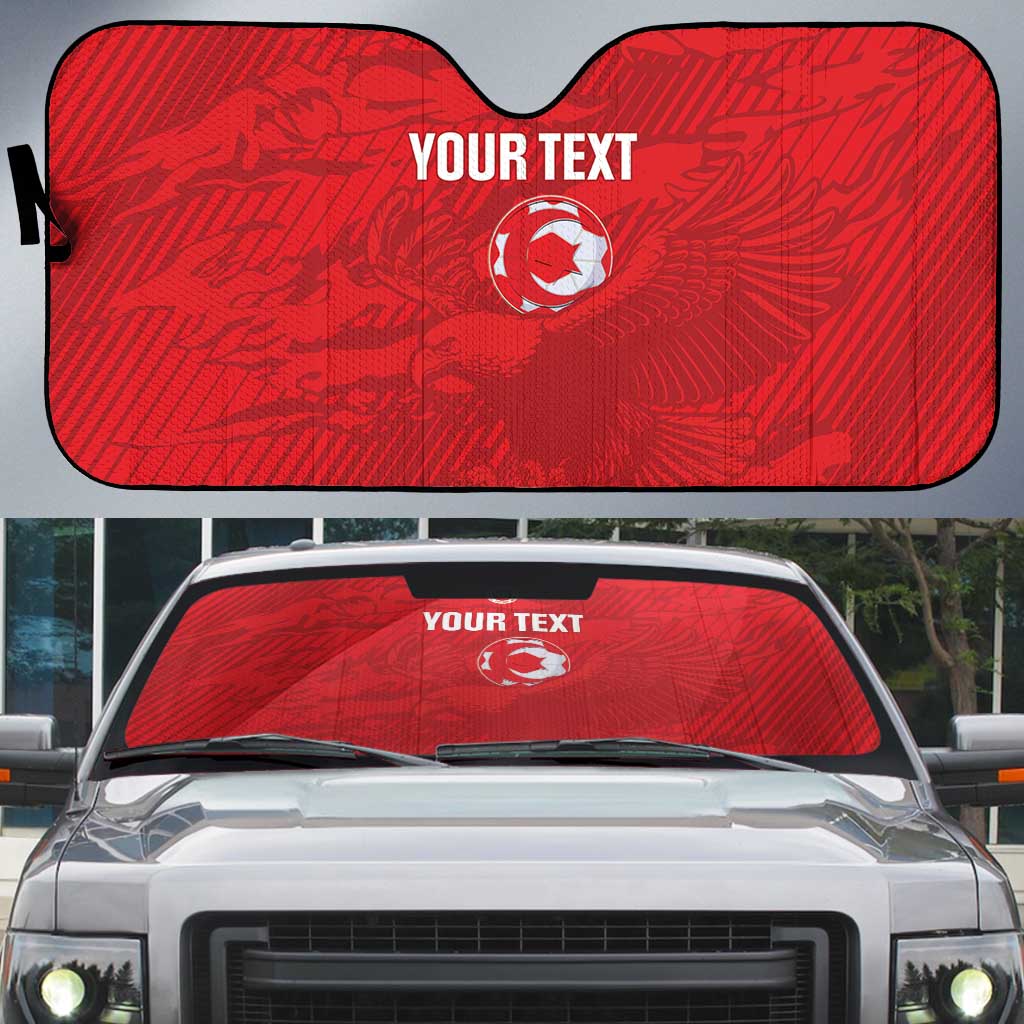 Custom Tunisia Football Auto Sun Shade 2026 Eagles of Carthage Red Grunge - African Pride