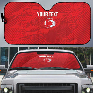 Custom Tunisia Football Auto Sun Shade 2026 Eagles of Carthage Red Grunge - African Pride
