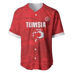 Custom Tunisia Football Baseball Jersey 2026 Eagles of Carthage Red Grunge LT14