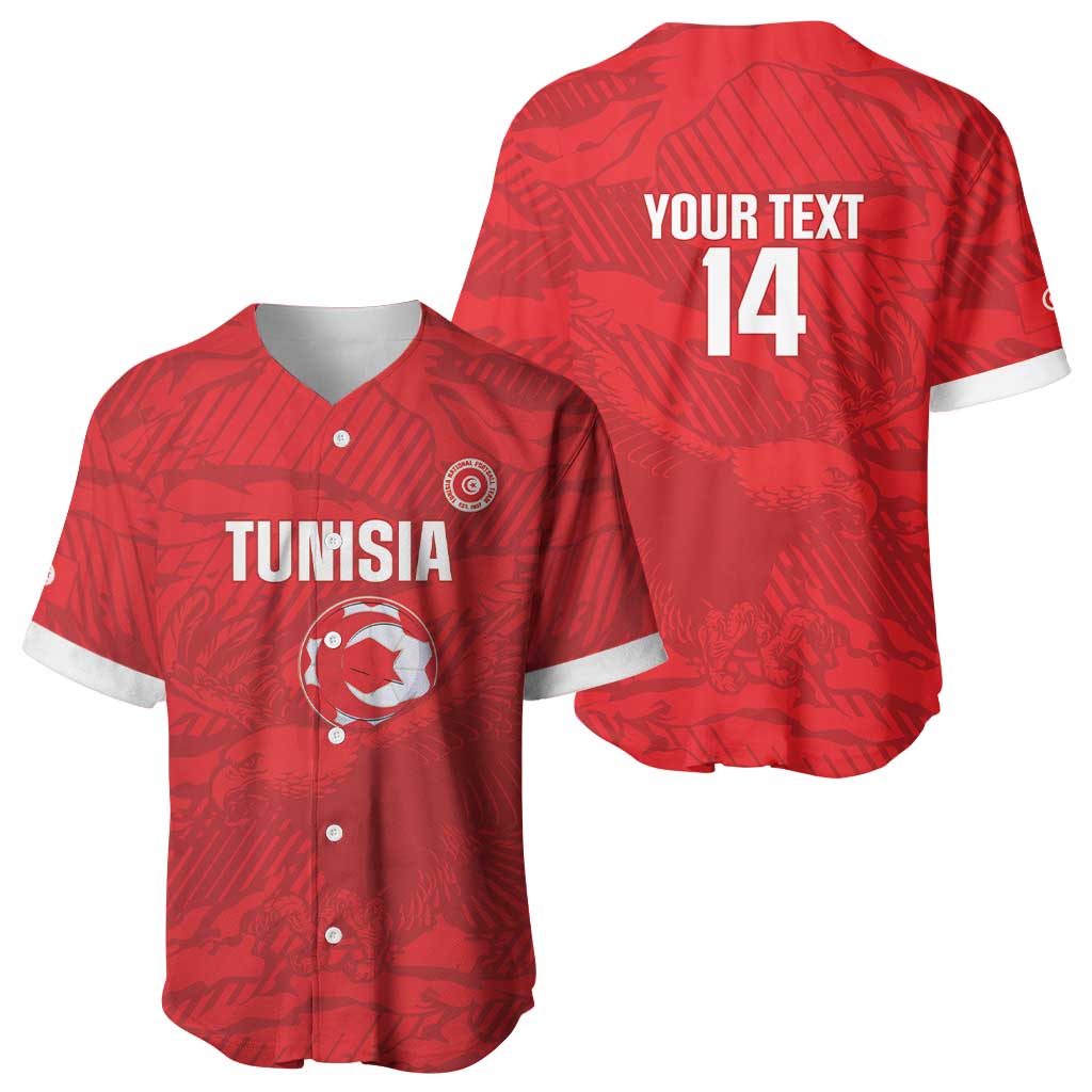 Custom Tunisia Football Baseball Jersey 2026 Eagles of Carthage Red Grunge LT14