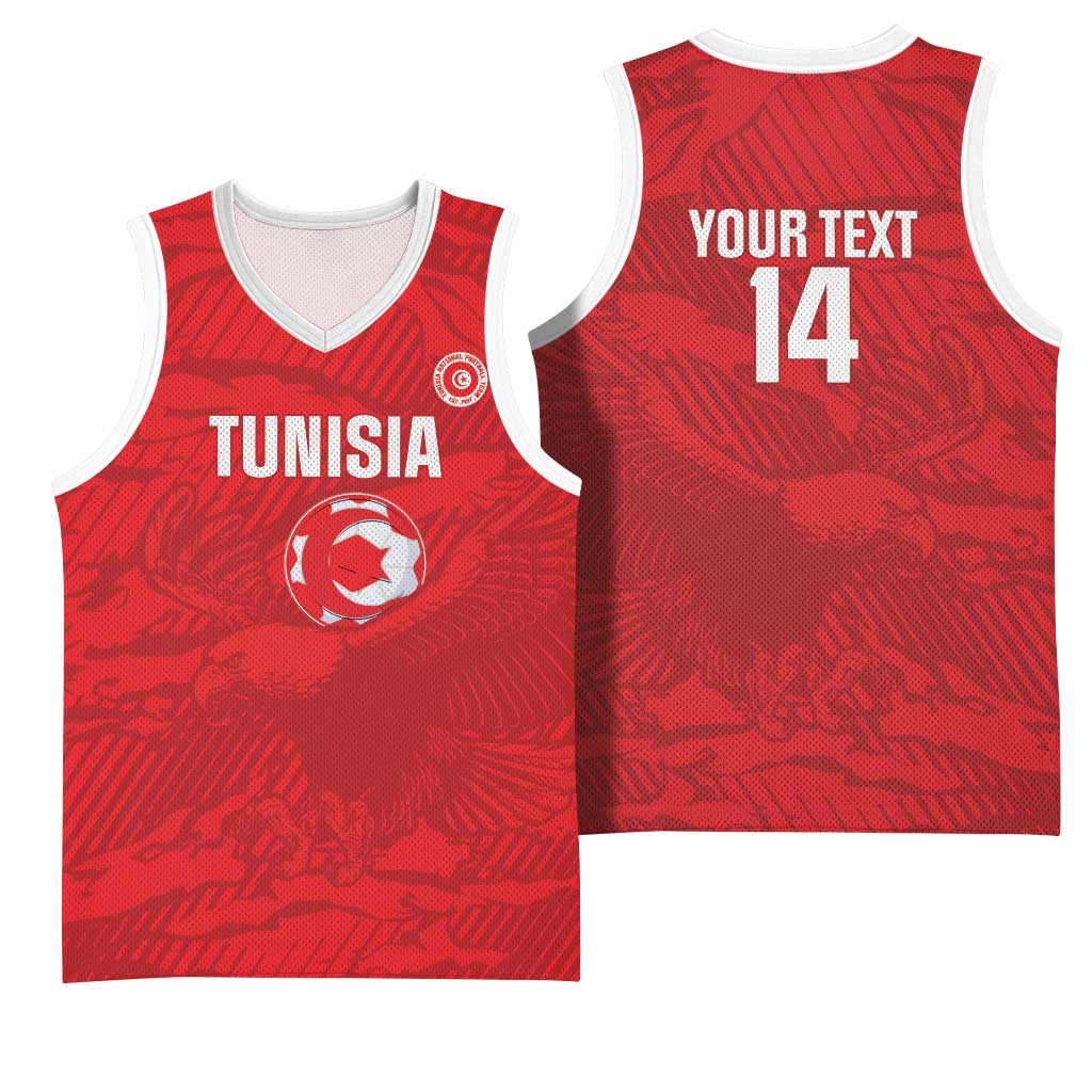 Custom Tunisia Football Basketball Jersey 2026 Eagles of Carthage Red Grunge - African Pride
