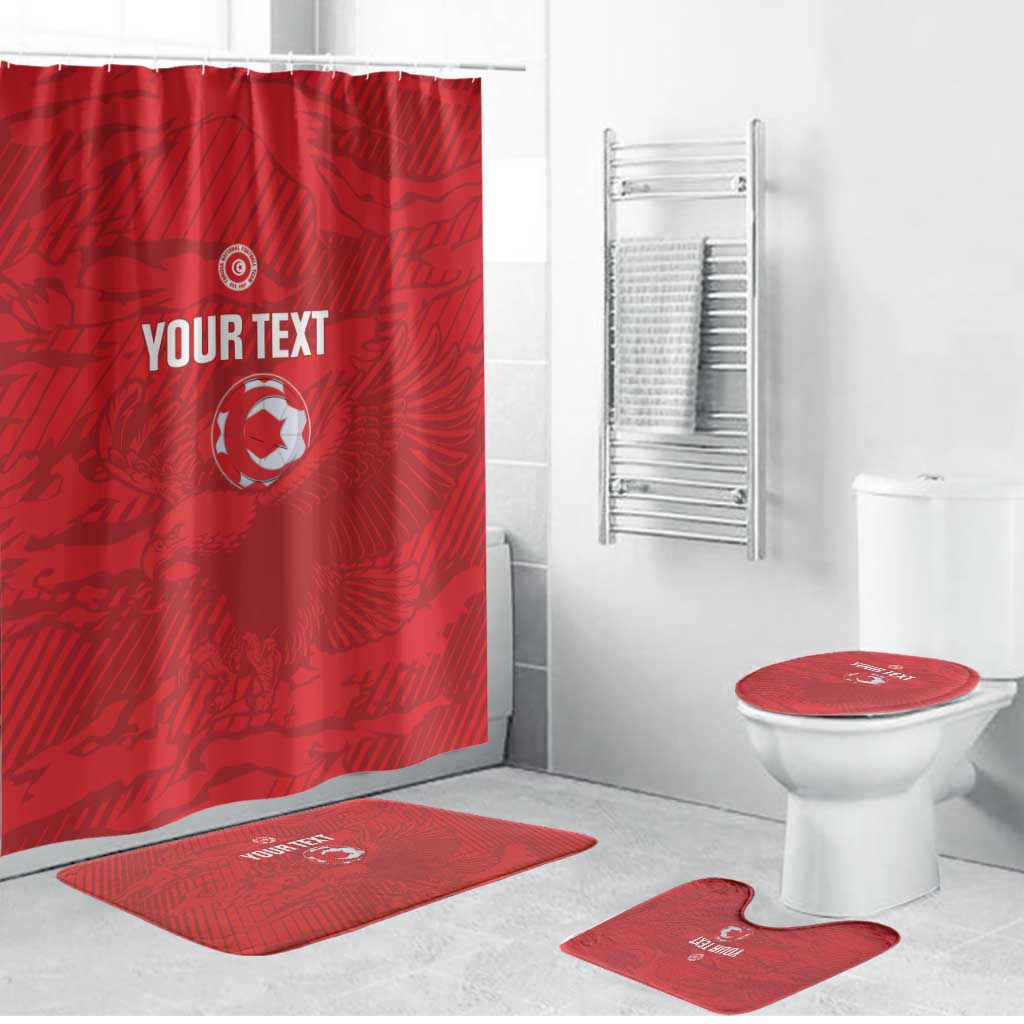 Custom Tunisia Football Bathroom Set 2026 Eagles of Carthage Red Grunge - African Pride