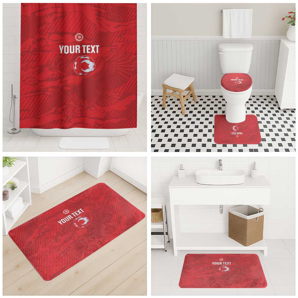 Custom Tunisia Football Bathroom Set 2026 Eagles of Carthage Red Grunge - African Pride