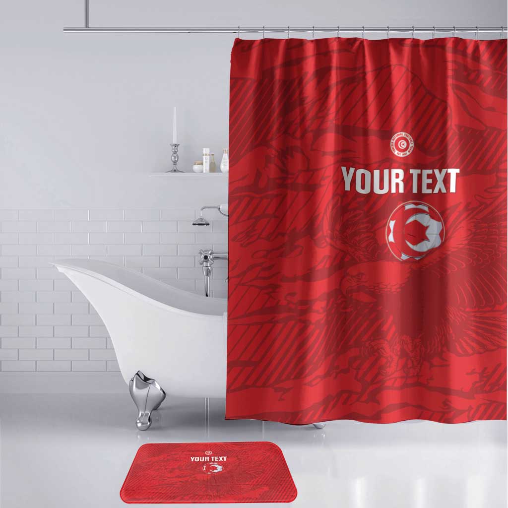 Custom Tunisia Football Bathroom Set 2026 Eagles of Carthage Red Grunge - African Pride
