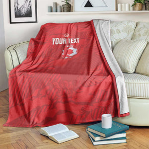 Custom Tunisia Football Blanket 2026 Eagles of Carthage Red Grunge - African Pride