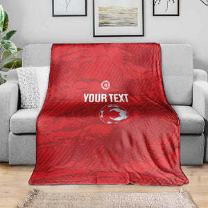Custom Tunisia Football Blanket 2026 Eagles of Carthage Red Grunge - African Pride