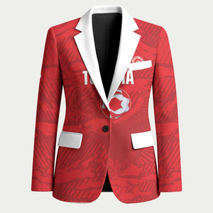 Custom Tunisia Football Blazer 2026 Eagles of Carthage Red Grunge - African Pride