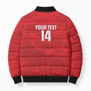 Custom Tunisia Football Bomber Puffer Jacket 2026 Eagles of Carthage Red Grunge - African Pride