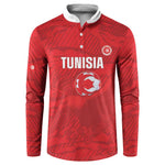Custom Tunisia Football Button Sweatshirt 2026 Eagles of Carthage Red Grunge