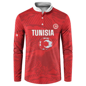 Custom Tunisia Football Button Sweatshirt 2026 Eagles of Carthage Red Grunge
