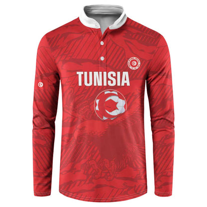 Custom Tunisia Football Button Sweatshirt 2026 Eagles of Carthage Red Grunge