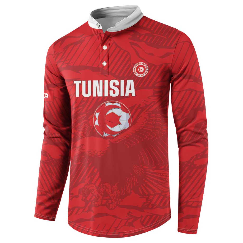 Custom Tunisia Football Button Sweatshirt 2026 Eagles of Carthage Red Grunge