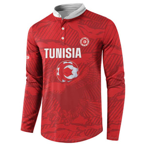 Custom Tunisia Football Button Sweatshirt 2026 Eagles of Carthage Red Grunge