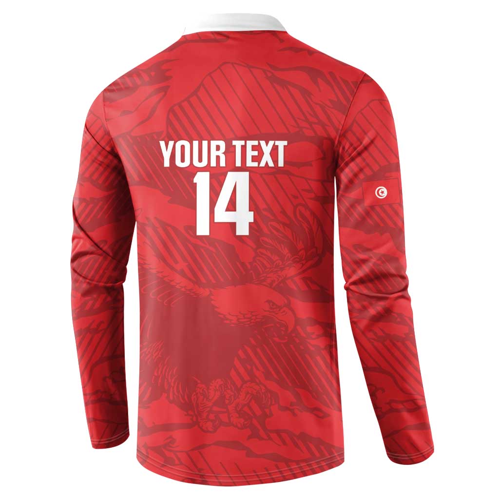 Custom Tunisia Football Button Sweatshirt 2026 Eagles of Carthage Red Grunge