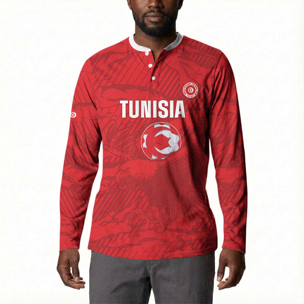 Custom Tunisia Football Button Sweatshirt 2026 Eagles of Carthage Red Grunge