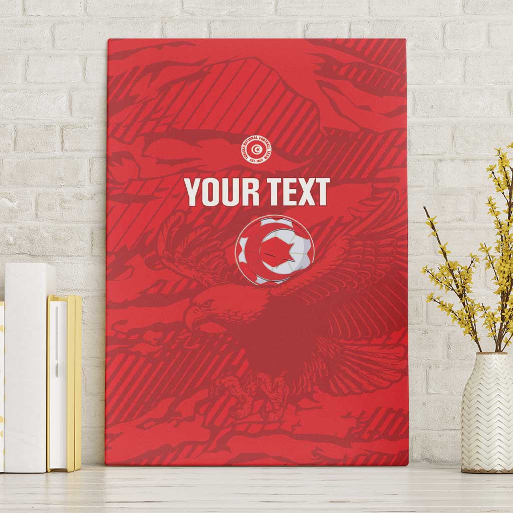 Custom Tunisia Football Canvas Wall Art 2026 Eagles of Carthage Red Grunge - African Pride