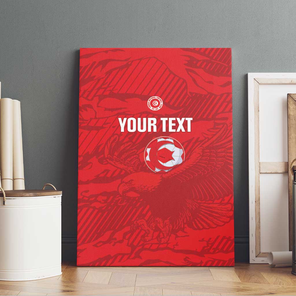 Custom Tunisia Football Canvas Wall Art 2026 Eagles of Carthage Red Grunge - African Pride
