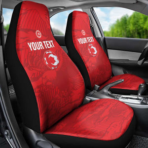 Custom Tunisia Football Car Seat Cover 2026 Eagles of Carthage Red Grunge - African Pride