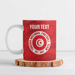 Custom Tunisia Football Ceramic Mug 2026 Eagles of Carthage Red Grunge - African Pride