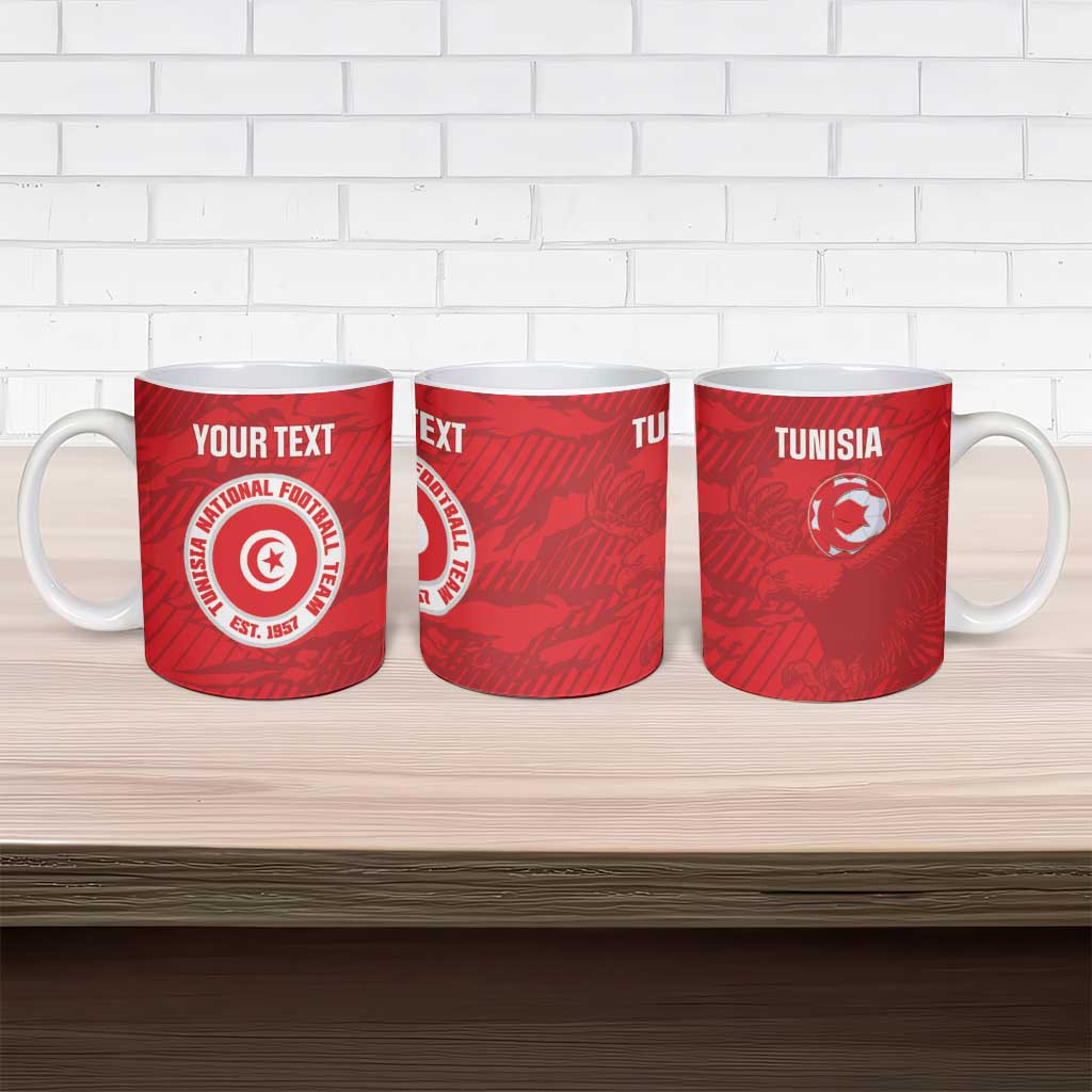 Custom Tunisia Football Ceramic Mug 2026 Eagles of Carthage Red Grunge - African Pride