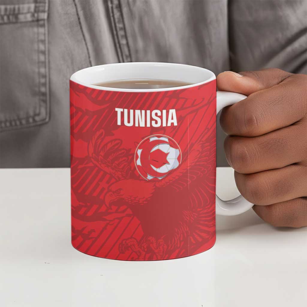 Custom Tunisia Football Ceramic Mug 2026 Eagles of Carthage Red Grunge - African Pride