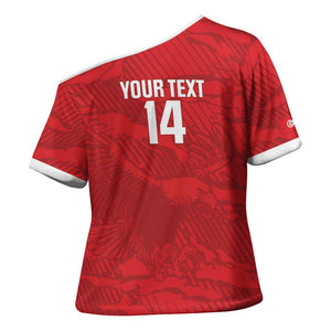Custom Tunisia Football Cross Shoulder Shirt 2026 Eagles of Carthage Red Grunge - African Pride