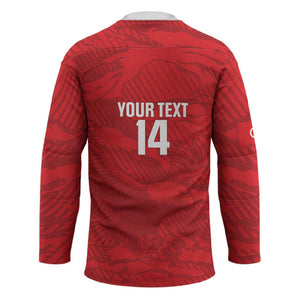 Custom Tunisia Football Hockey Jersey 2026 Eagles of Carthage Red Grunge - African Pride