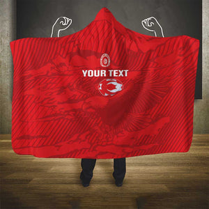 Custom Tunisia Football Hooded Blanket 2026 Eagles of Carthage Red Grunge - African Pride