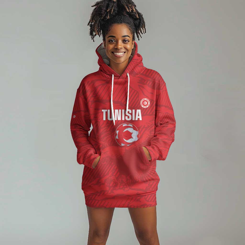 Custom Tunisia Football Hoodie Dress 2026 Eagles of Carthage Red Grunge - African Pride