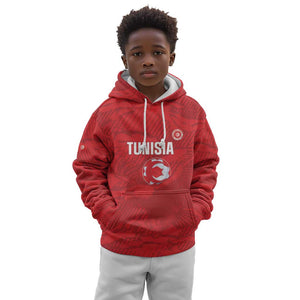 Custom Tunisia Football Kid Hoodie 2026 Eagles of Carthage Red Grunge - African Pride