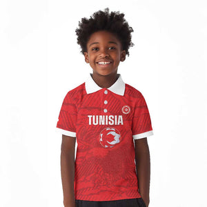 Custom Tunisia Football Kid Polo Shirt 2026 Eagles of Carthage Red Grunge LT14