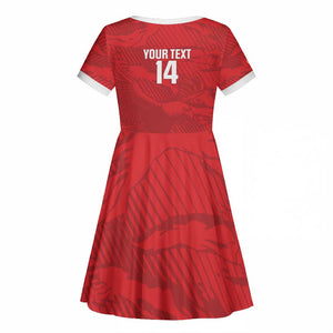 Custom Tunisia Football Kid Short Sleeve Dress 2026 Eagles of Carthage Red Grunge LT14