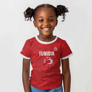 Custom Tunisia Football Kid T shirt 2026 Eagles of Carthage Red Grunge LT14