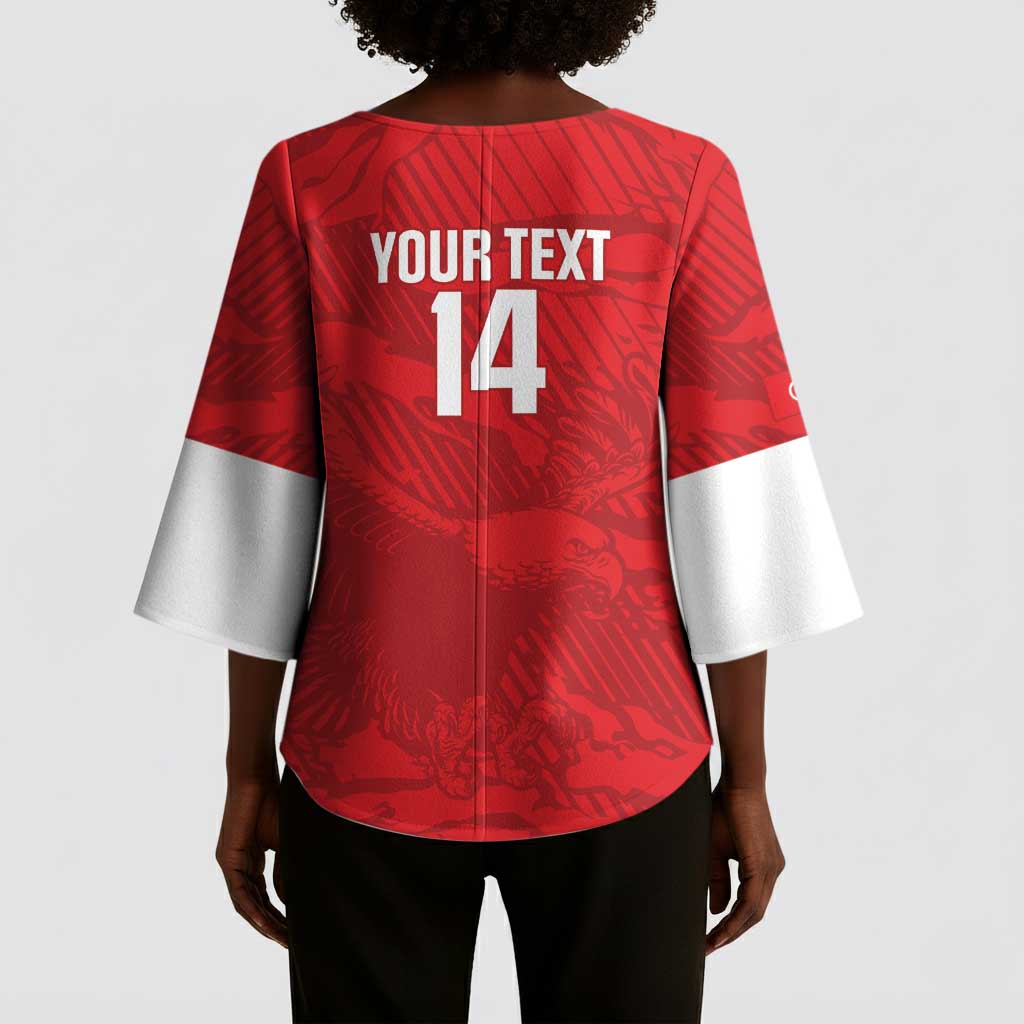Custom Tunisia Football Kimono Sleeve Blouse 2026 Eagles of Carthage Red Grunge - African Pride