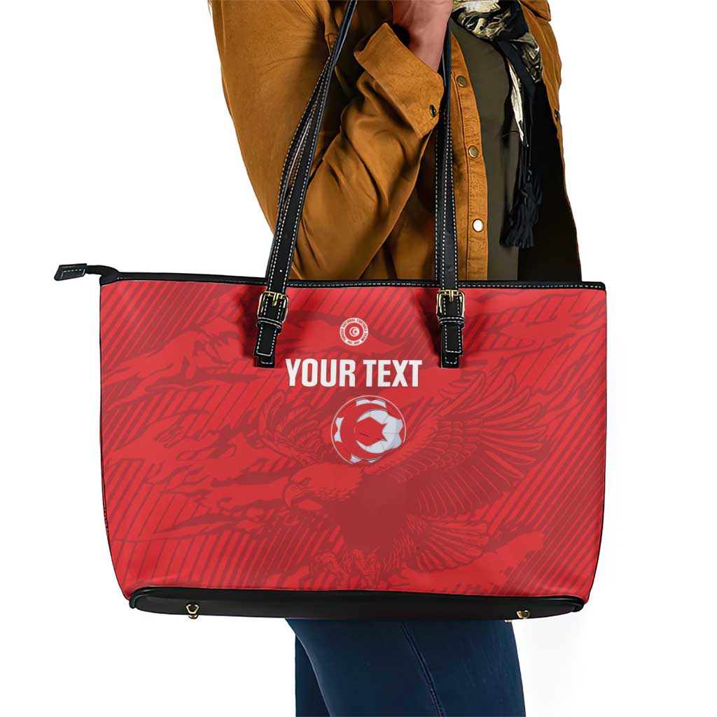 Custom Tunisia Football Leather Tote Bag 2026 Eagles of Carthage Red Grunge - African Pride