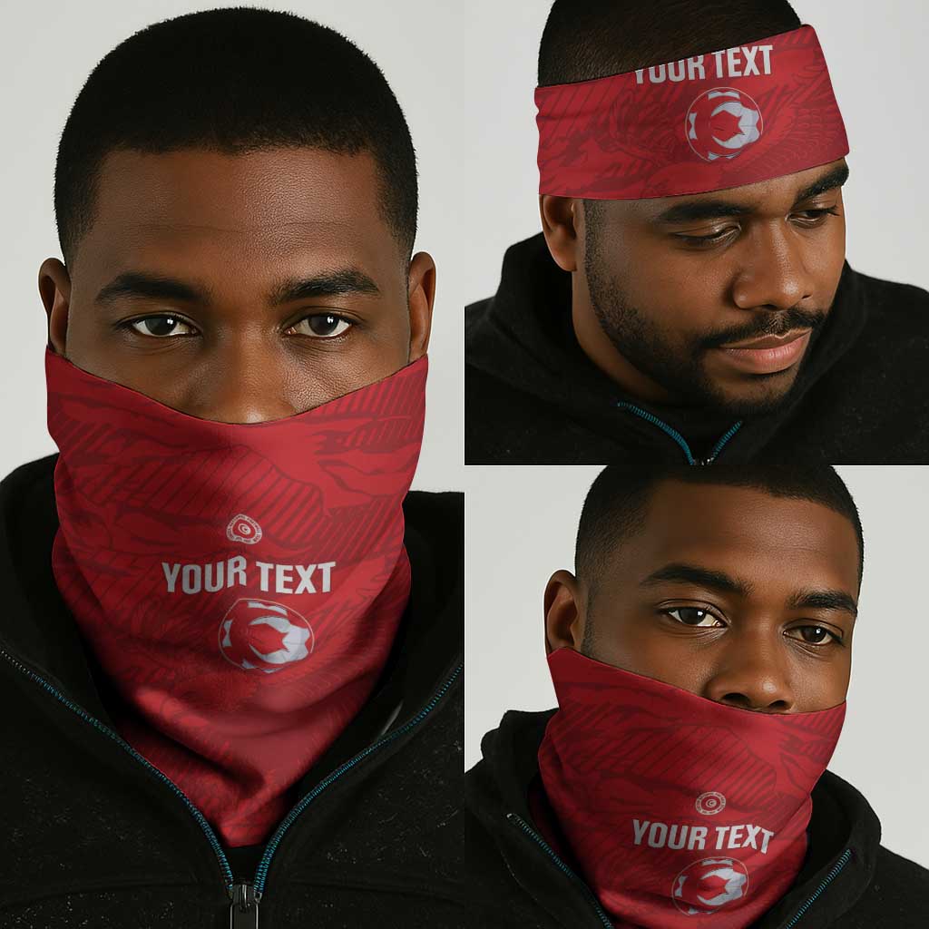 Custom Tunisia Football Neck Gaiter 2026 Eagles of Carthage Red Grunge - African Pride
