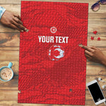 Custom Tunisia Football Puzzle 2026 Eagles of Carthage Red Grunge - African Pride