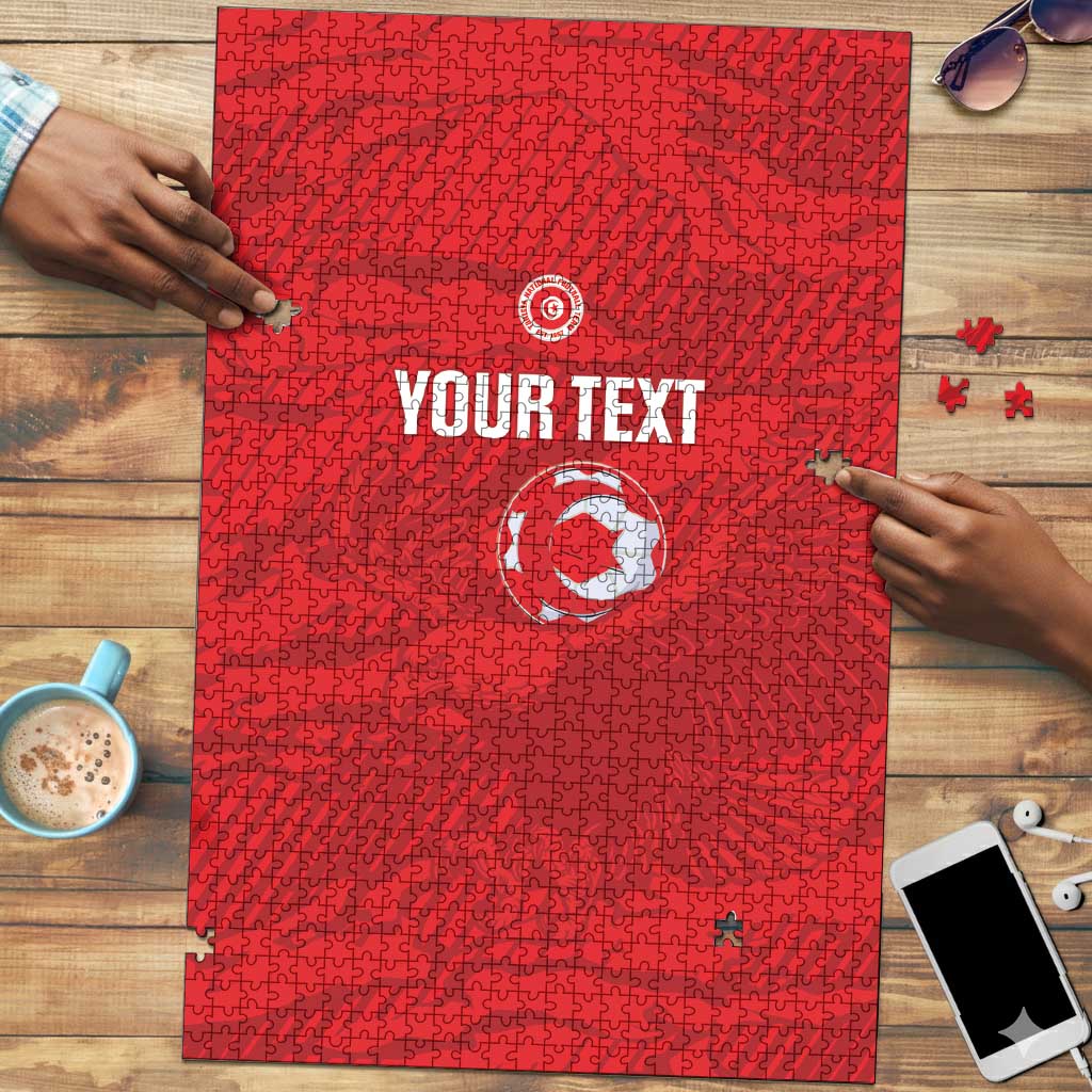 Custom Tunisia Football Puzzle 2026 Eagles of Carthage Red Grunge - African Pride