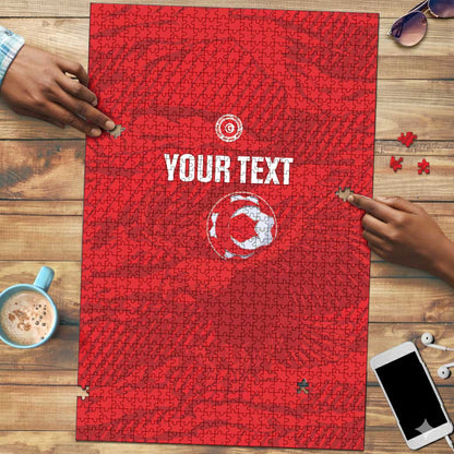 Custom Tunisia Football Puzzle 2026 Eagles of Carthage Red Grunge - African Pride